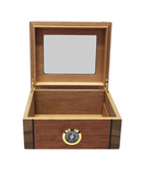 Glass Top 50ct Burl With Brown Humidor
