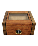 Glass Top 50ct Burl With Brown Humidor