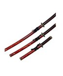 3 Piece Red Katana With Dragon Swords