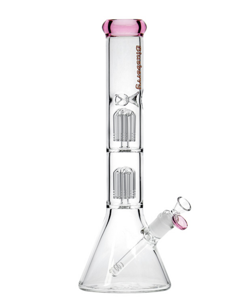 Blueberry 15" Double Tree Perc Glass Bong