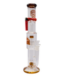 Crown Glass 15" Triple Perc Glass Bong With Lighter Holder