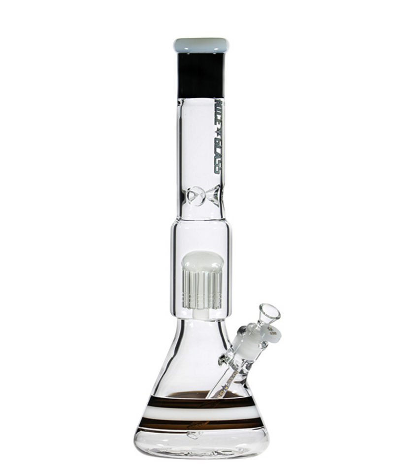 Nice Glass 17" 10-Arm Tree Perc Beaker Bong