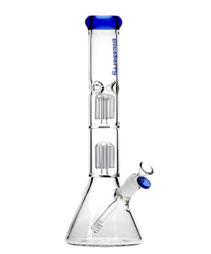 Blueberry 15" Double Tree Perc Glass Bong