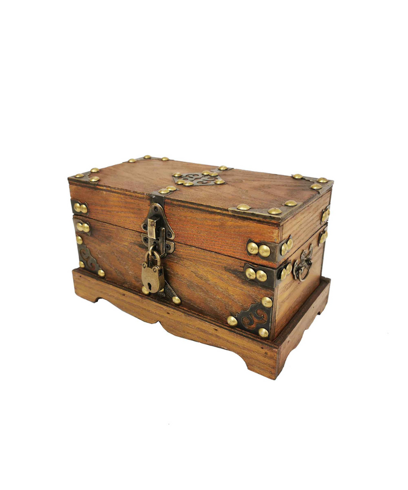 Brown Treasure Box With Lock & Key