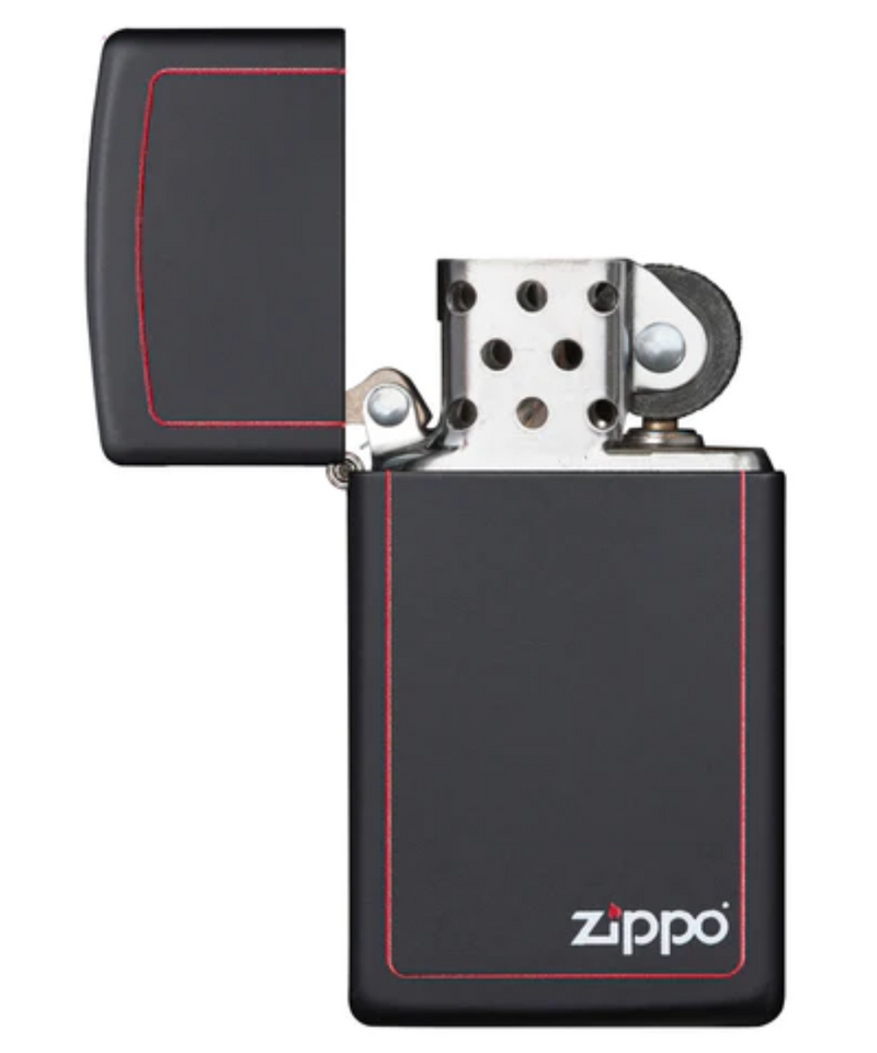 Slim Black Matte With Red Border Zippo Lighter