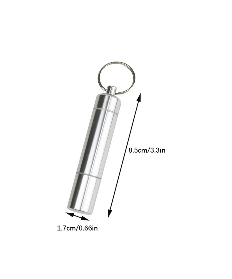 Stainless Steel Cylinder Storage Tube With Keychain