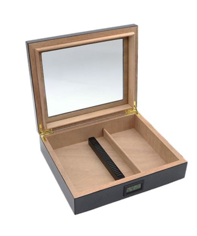 Carbon Fiber Humidor 25ct With Digital Hygrometer