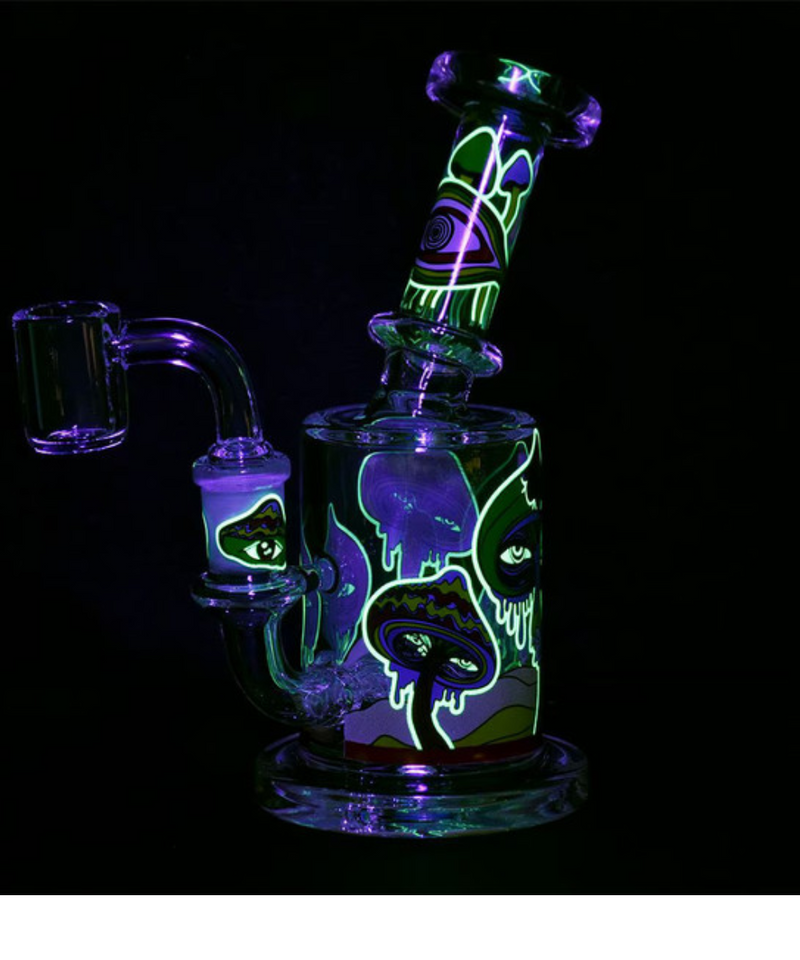 6" Fungi Eyes Glow Glass Oil Rig