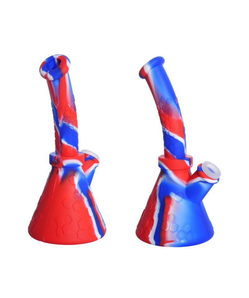 8.5" Bent Neck Honeycomb Silicone Beaker Bong