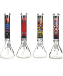 16" 7mm Thick Illustrated Hannya Mask Glass Beaker Bong