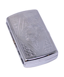 Metallic Silver Emboss Cigarette Case Holds 12