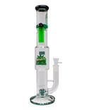 Crown Glass 15" Triple Perc Glass Bong With Lighter Holder