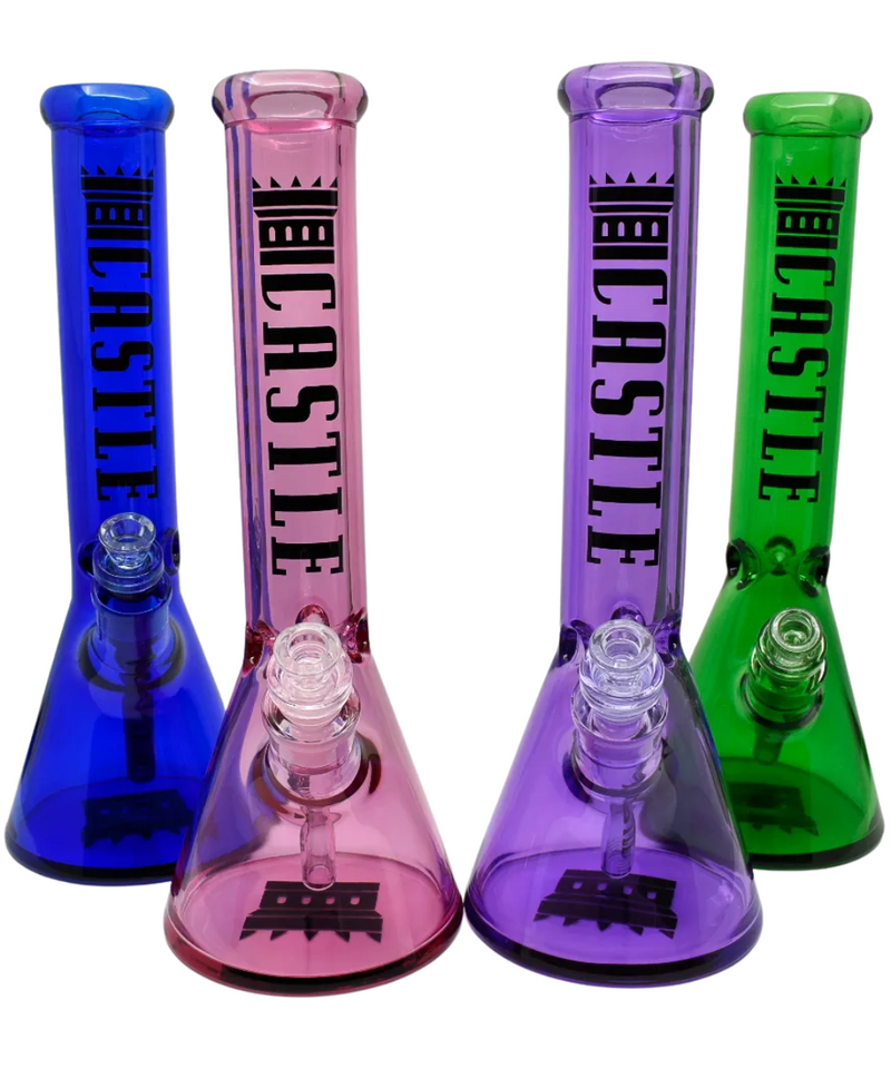 Castle Glass Coloured Beaker Bong