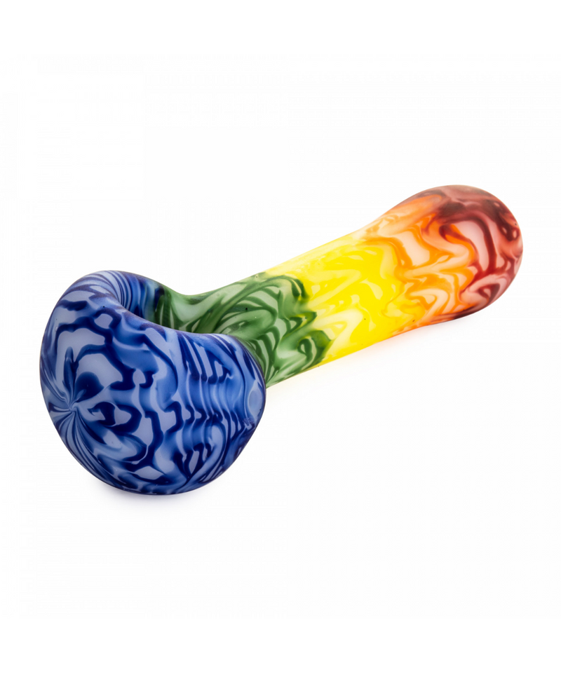 Red Eye Glass Frosted Rainbow Spoon Pipe