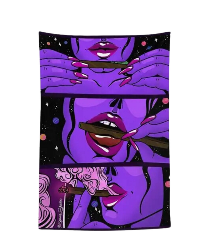 Purple Smoking Girl Tapestry