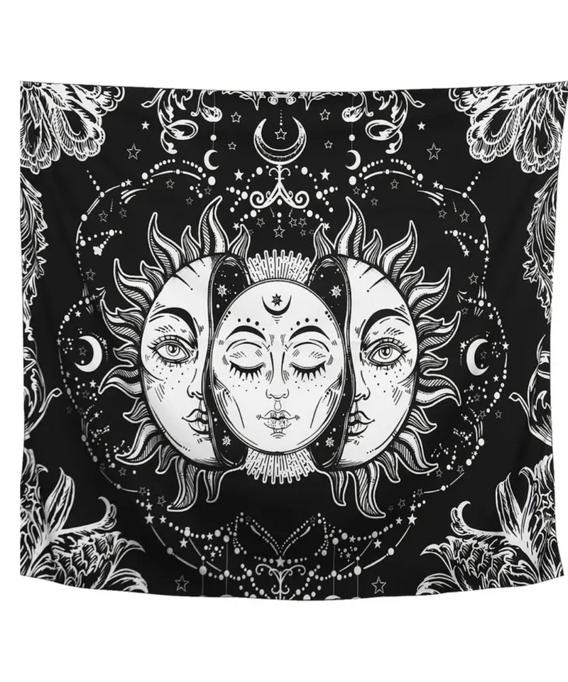 Black & White Sun & Moon Tapestry