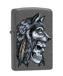 Wolf Skull Feather Design Zippo Lighter