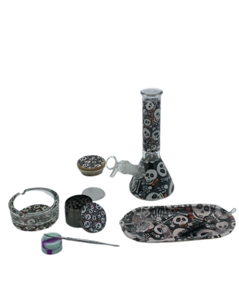 Skulls Glass Bong/Oil Rig Gift Set