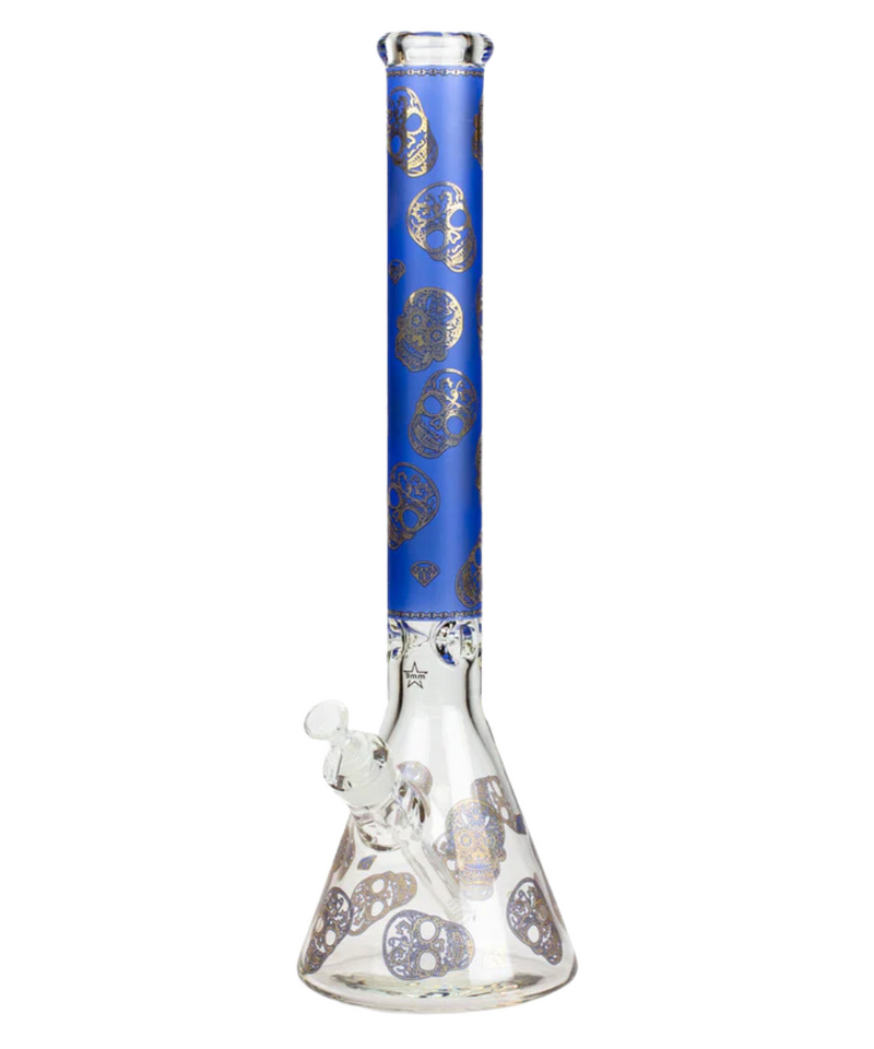 20" 9mm Thick Sugar Skull Decal Glass Bong