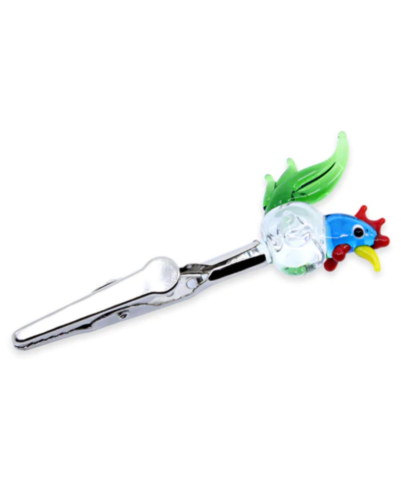 Glass Rooster Roach Clip