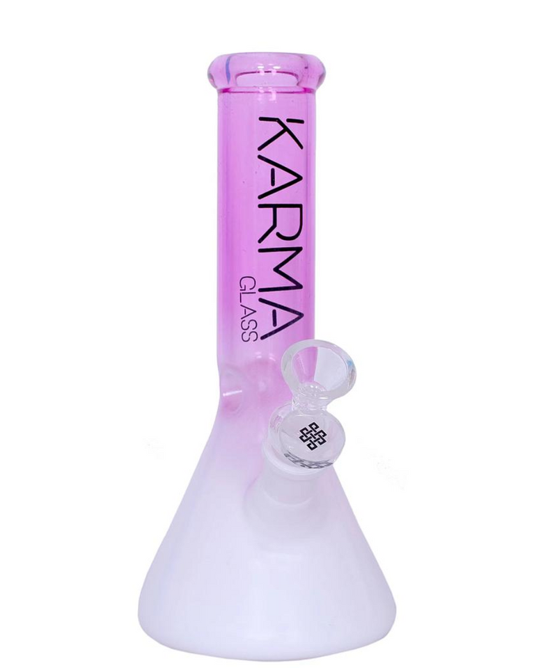 Karma Glass 9" Two Toned Pink & White Beaker Bong