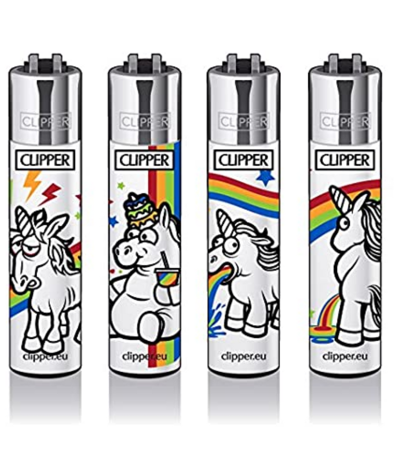 White Unicorn Clipper Lighter