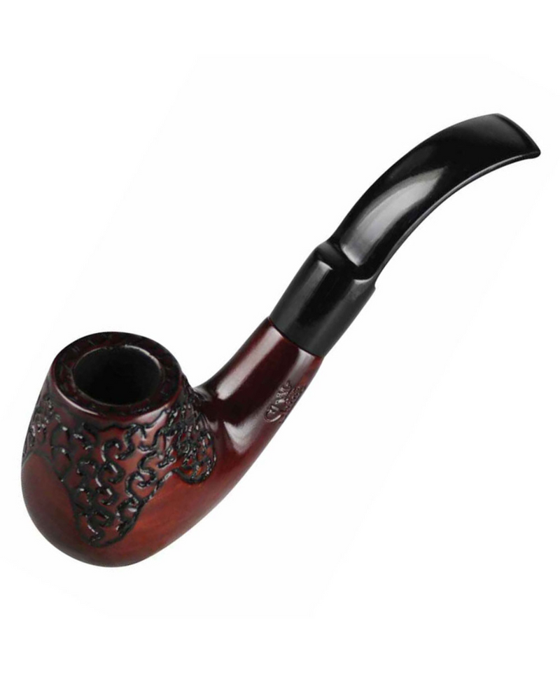 Shire 5.5" Engraved Bent Brandy Cherry Tobacco Pipe