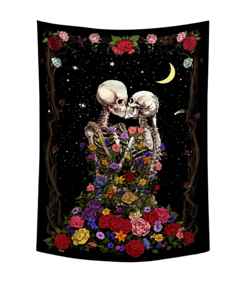 Skeleton Flower Tapestry