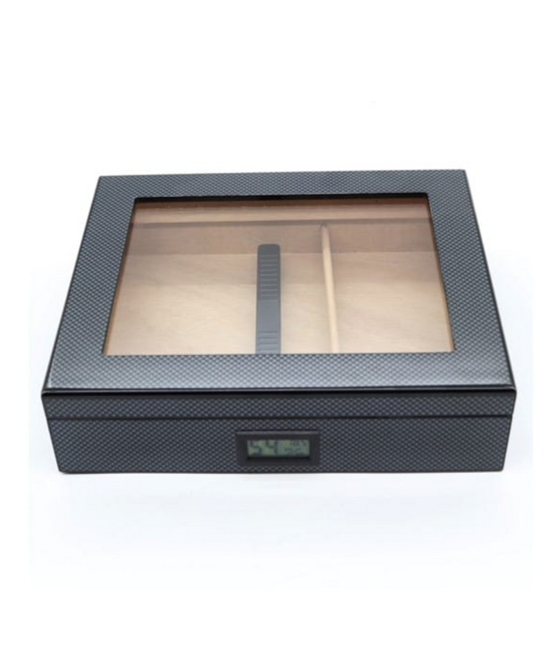 Carbon Fiber Humidor 25ct With Digital Hygrometer