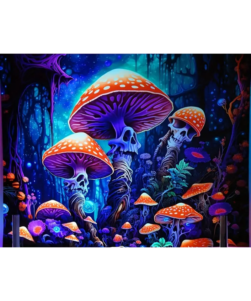 Mushroom Skulls Tapestry