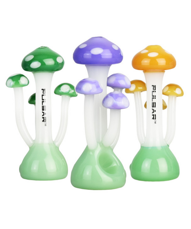 Pulsar 3.5" Mushroom Family Glass Pipe