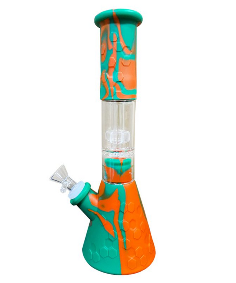 11" Silicone Beaker Bong With Glass Showerhead Perc