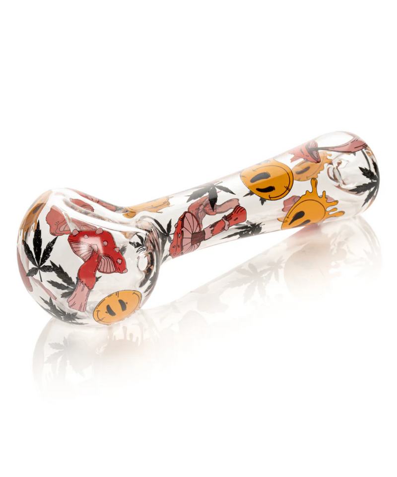 Red Eye Glass 4.5" Smiley Shrooms Glass Pipe