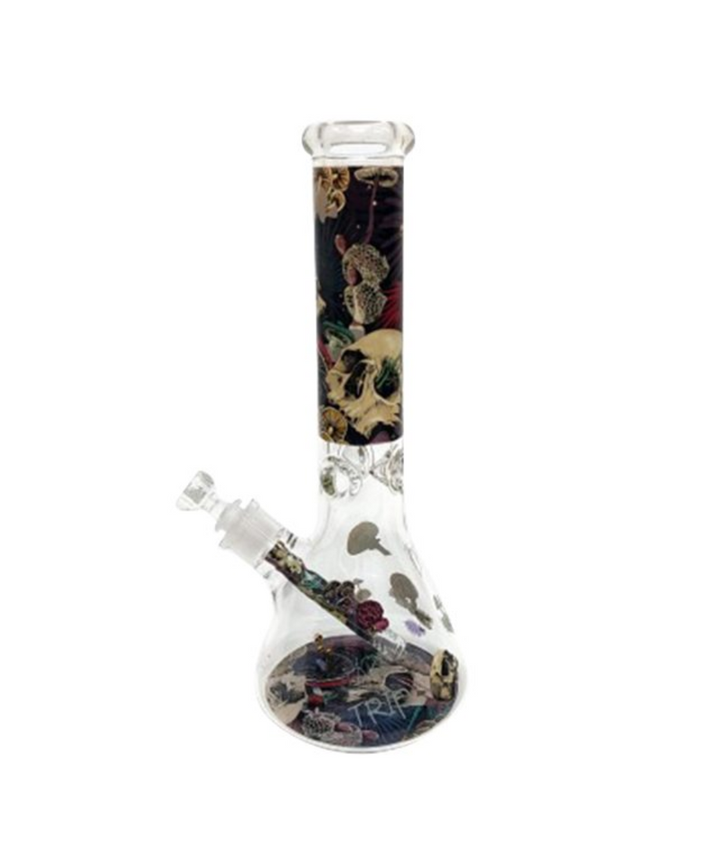 14" 7mm Thick Skull Mushroom Beaker Bong