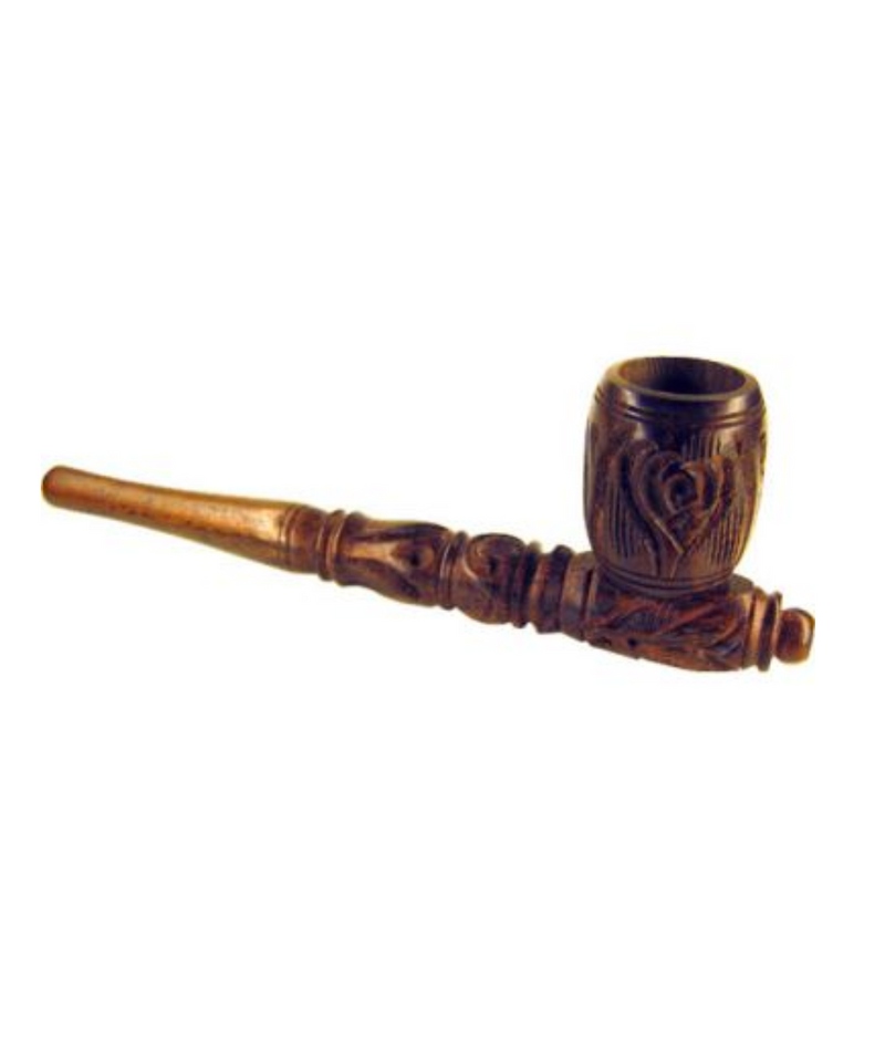 4.5" Brown Carved Wooden Pipe