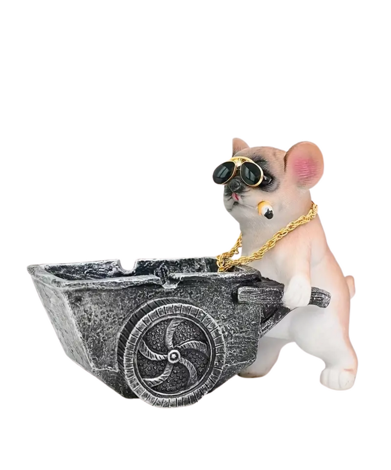 Dog Pushing Wheelbarrow Ashtray