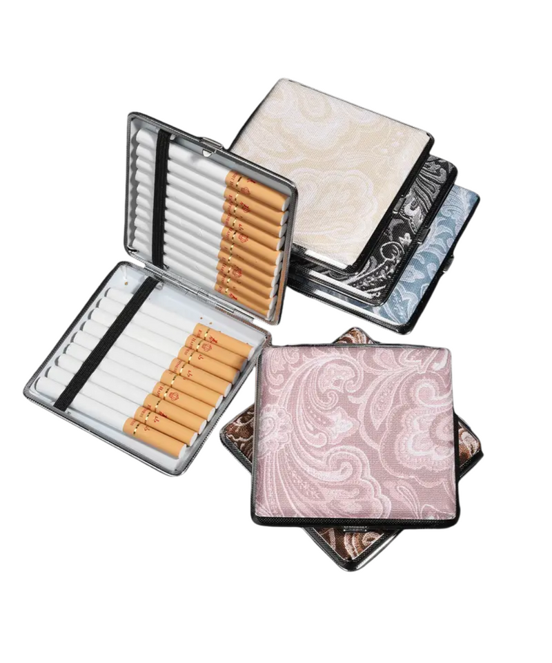 Floral Fabric Metal Cigarette Case