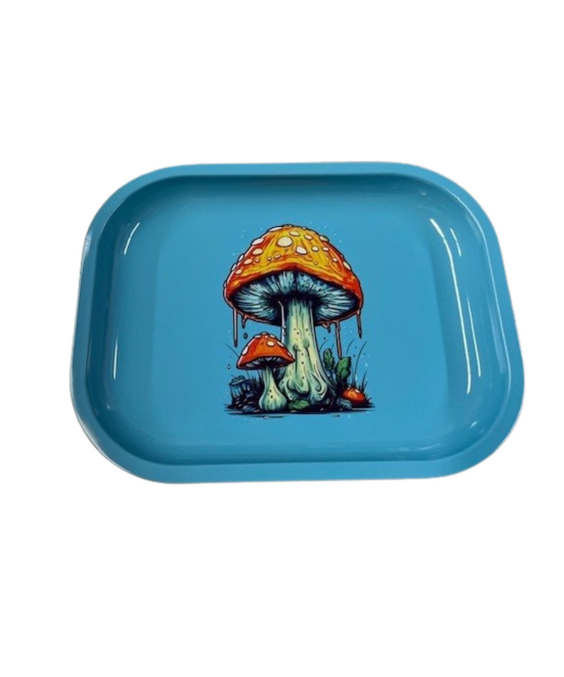Teal Mushroom Small Metal Rolling Tray
