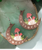 Wooden Mushroom Moon Earrings