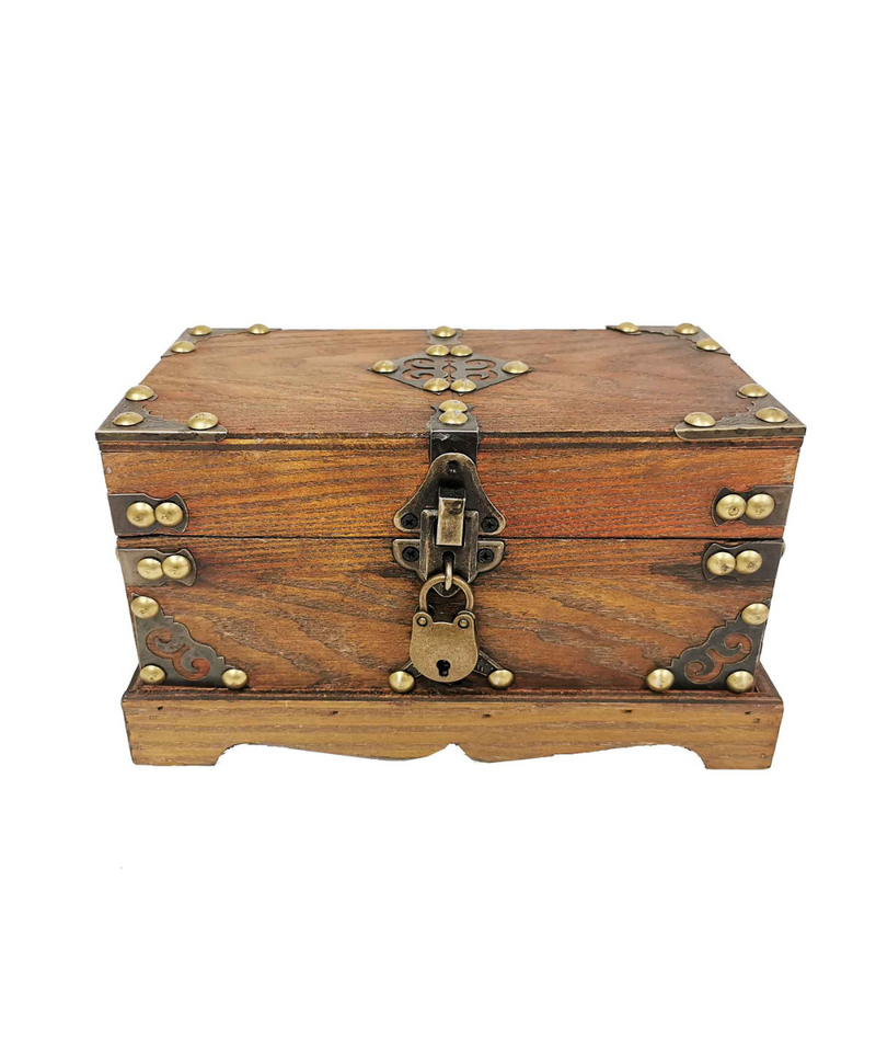 Brown Treasure Box With Lock & Key