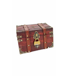 Small Brown Wooden Treasure Box With Lock & Key