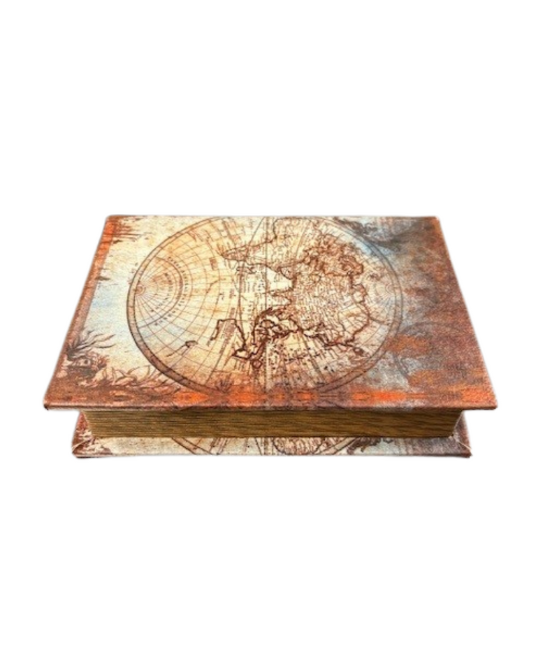 Small Rusty Map Book Box With Magnet