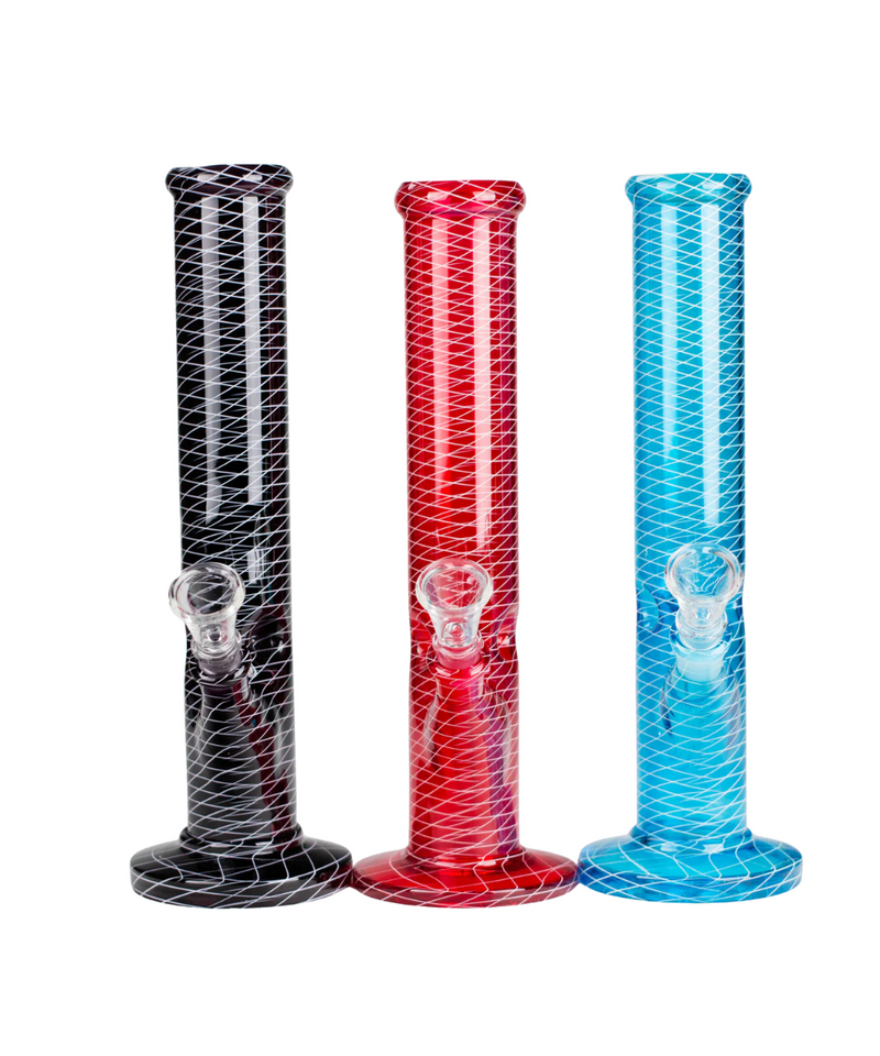 10" Mesh Straight Tube Glass Bong