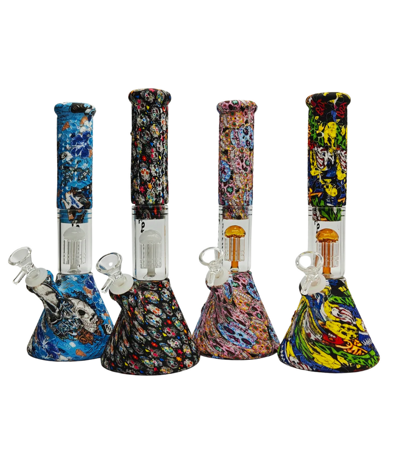 11" Silicone Beaker Bong With Glass Tree Perc