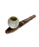 5" Wooden Pipe With Marble Bowl