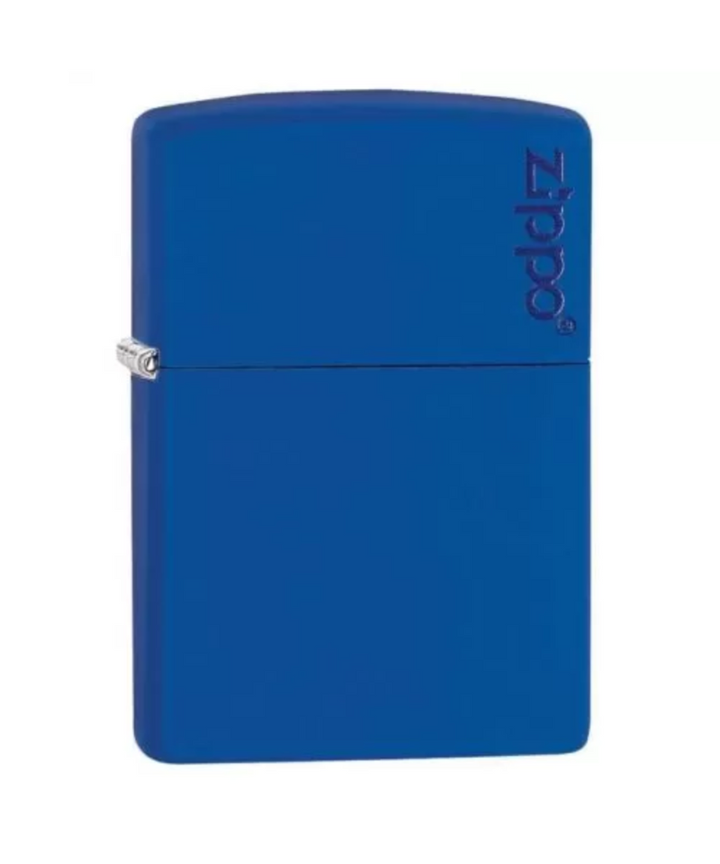 Matte Blue Zippo Lighter With Zippo Logo