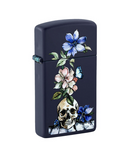 Skull & Flower Slim Zippo Lighter