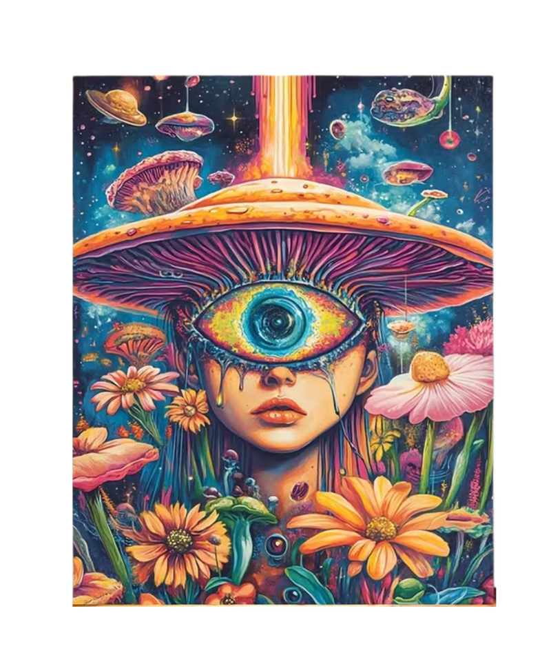 Trippy Mushroom Girl Canvas Painting