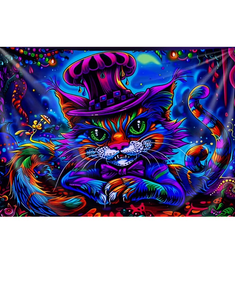 Psychedelic Cat Tapestry