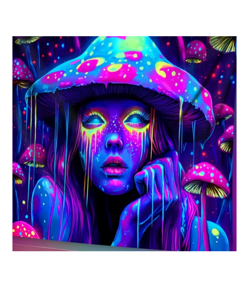Trippy Mushroom Girl Tapestry